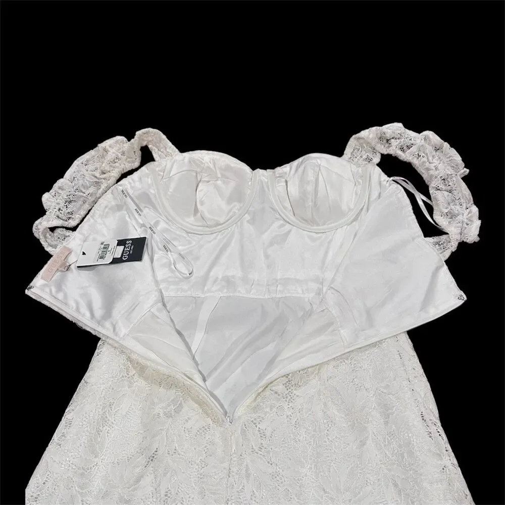 NWT Guess Small Women's White Christel Lace Bodycon Mini Dress‎ MSRP $148